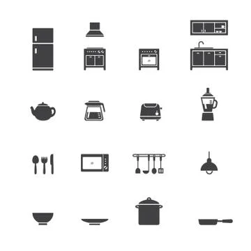 Kitchen icon set Illustrazione stock