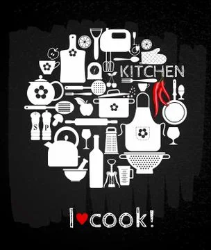 Kitchen icon set. Stock Illustration