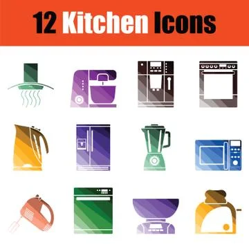 Kitchen icon set Illustrazione stock