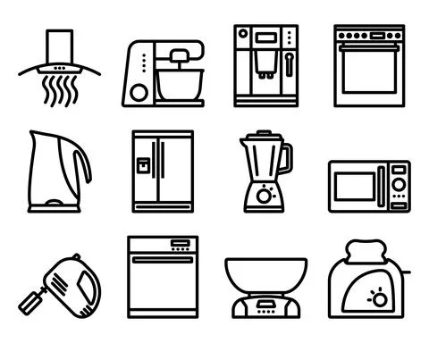 Kitchen Icon Set 스톡 일러스트
