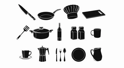 Kitchen Icon Set. Stock Illustration