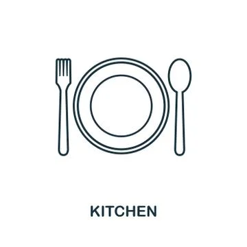 Kitchen icon. Simple element illustration. Kitchen outline icon design from real Illustrazione stock