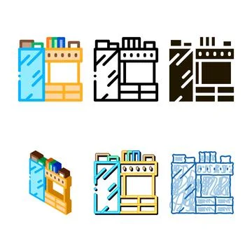 Kitchen icon vector styleset outline Stock Illustration