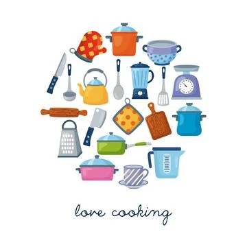 Kitchen icons around Stockillustratie