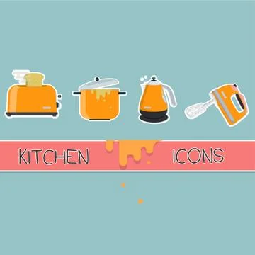 Kitchen icons set Stock Illustration
