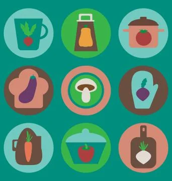 Kitchen icons set Stock Illustration