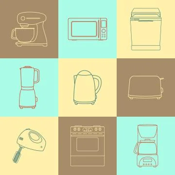 Kitchen icons set Illustrazione stock