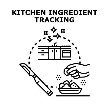 Kitchen ingredient tracking concept with cooking preparation activity Stock Illustration