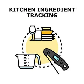 Kitchen ingredient tracking concept with measuring tools Stock Illustration