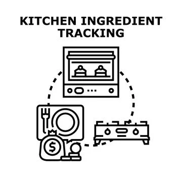 Kitchen ingredient tracking system for food preparation Stock Illustration