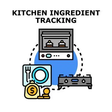 Kitchen ingredient tracking system for food preparation Stock Illustration
