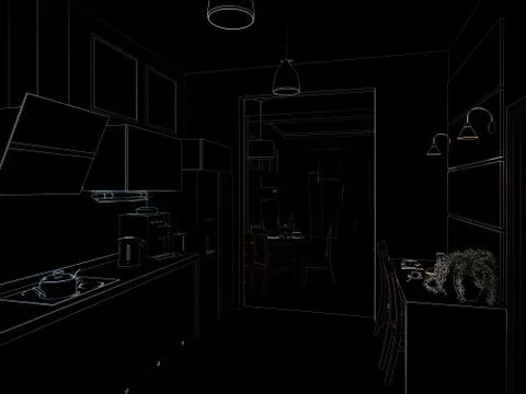 Kitchen interior. 3d illustration, render Stock Illustration