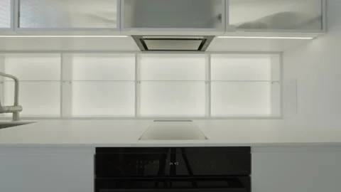 Kitchen interior after home renovation with domestic appliance installation. Stock Footage 335540782
