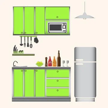 Kitchen interior concept, kitchen set illustration Stock-Illustration