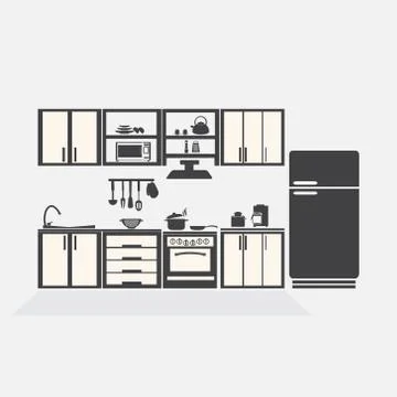 Kitchen interior concept, kitchen symbol vector illustration Stock-Illustration
