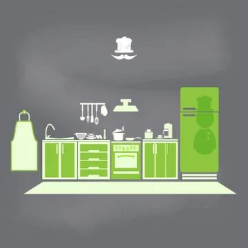 Kitchen interior concept, kitchen symbol illustration Stock-Illustration