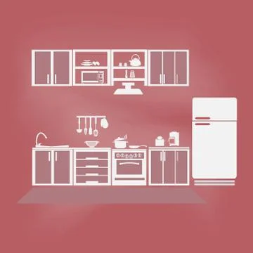 Kitchen interior concept, kitchen symbol vector illustration Stock-Illustration