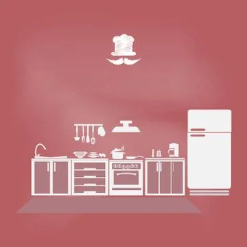 Kitchen interior concept, kitchen symbol vector illustration 스톡 일러스트
