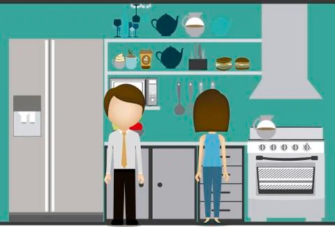 Kitchen interior design,vector illustration Stock Illustration