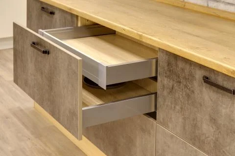 A kitchen interior with drawers Stock Photos
