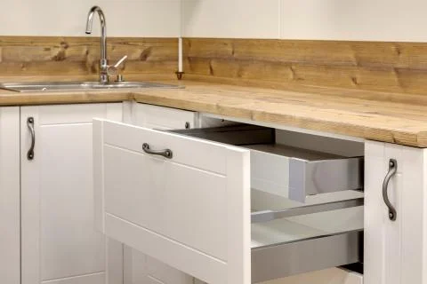 A kitchen interior with drawers Stock Photos