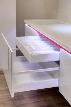 A kitchen interior with drawers Stock Photos
