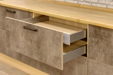 A kitchen interior with drawers Stock Photos
