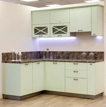 A kitchen interior with drawers Stock Photos