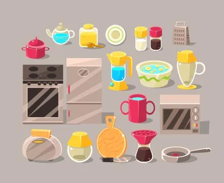 Kitchen Interior Elements Set Stock Illustration