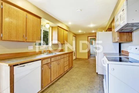 Kitchen interior in empty house Stock Photos
