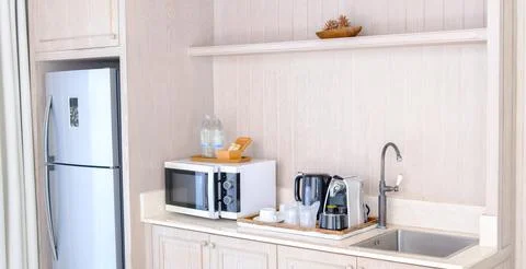 Kitchen interior in the hotel Stock Photos