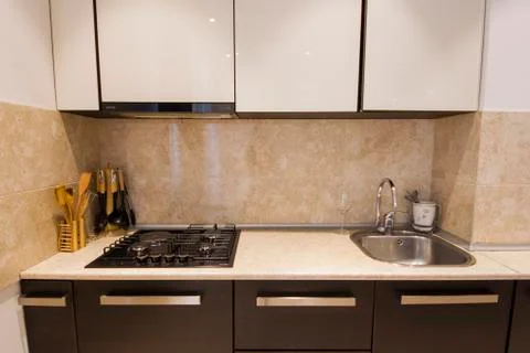 Kitchen interior in house Stock Photos