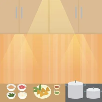 Kitchen interior Stock Illustration