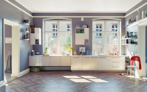 Kitchen interior Stock Illustration