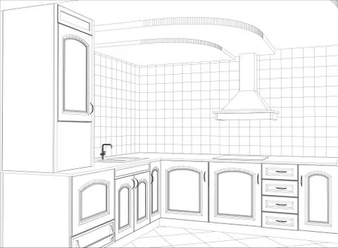 Kitchen interior. Illustration created of 3d Stock Illustration