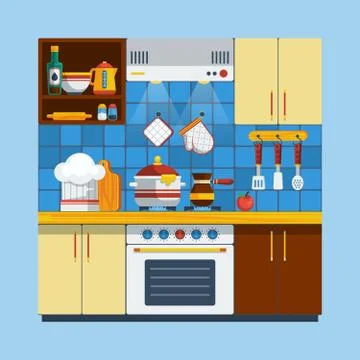 Kitchen Interior Illustration Stock Illustration