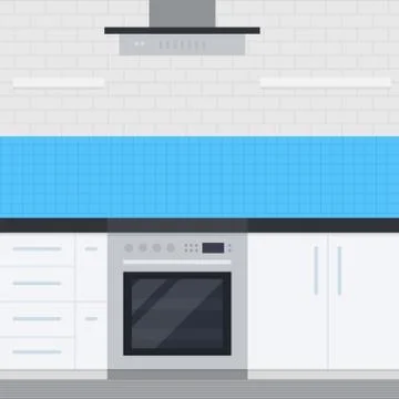 Kitchen interior with kitchen appliances flat isolated Stock Illustration
