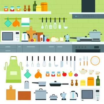 Kitchen interior with moder devices Stock Illustration