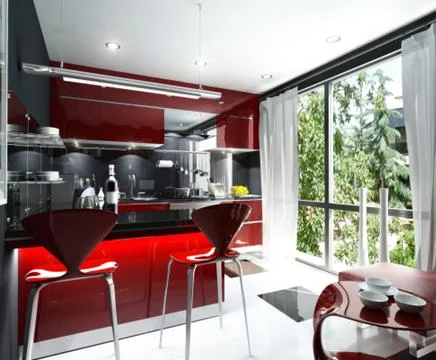 Kitchen interior modern style Stock Illustration