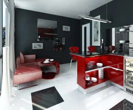 Kitchen interior modern style Stock Illustration