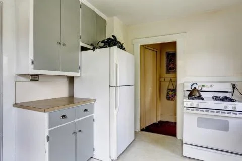 Kitchen interior in old house Stock Photos