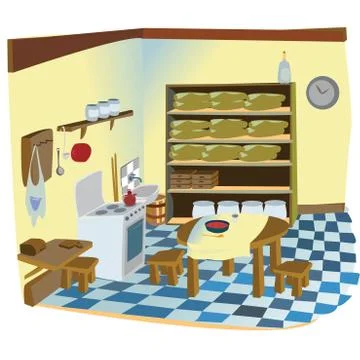 Kitchen interior scene Stock Illustration