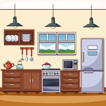 Kitchen interior scenery Illustrazione stock