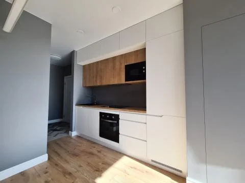 Kitchen interior in small apartment, ceiling repair Stock Photos