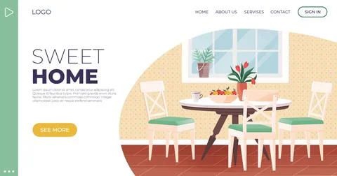 Kitchen interior. Stylish decoration and cookware turn domestic kitchen into Stock Illustration