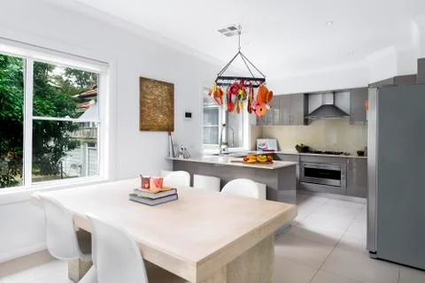 Kitchen Interior with table Stock Photos