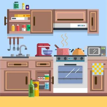 Kitchen interior vector Stock Illustration
