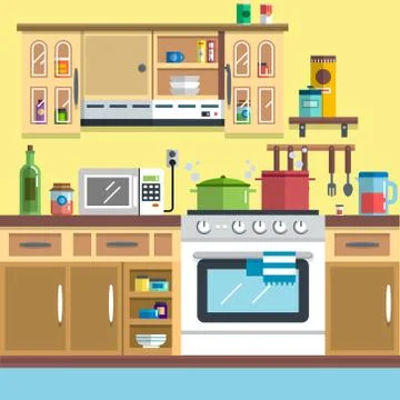 Kitchen interior vector Stock Illustration