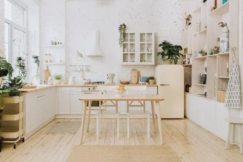 Kitchen interior with vintage kitchenware Stock Photos