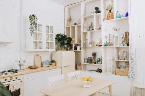 Kitchen interior with vintage kitchenware Stock Photos